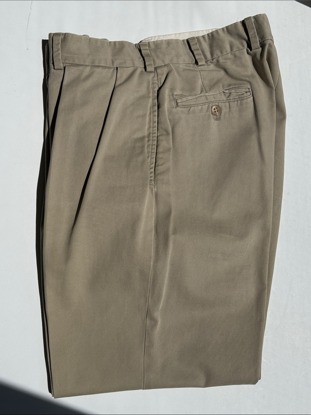 Men's Khaki Pleated Chinos - Classic Tan